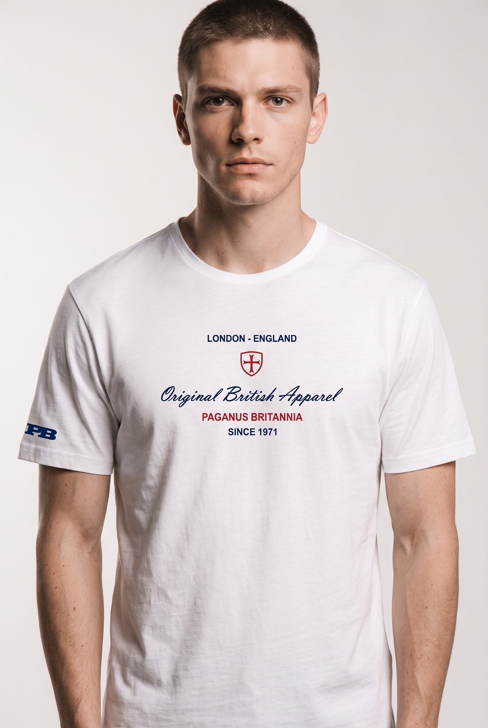Original British Apparel white 280 gsm cotton t-shirt Paganus Britannia
