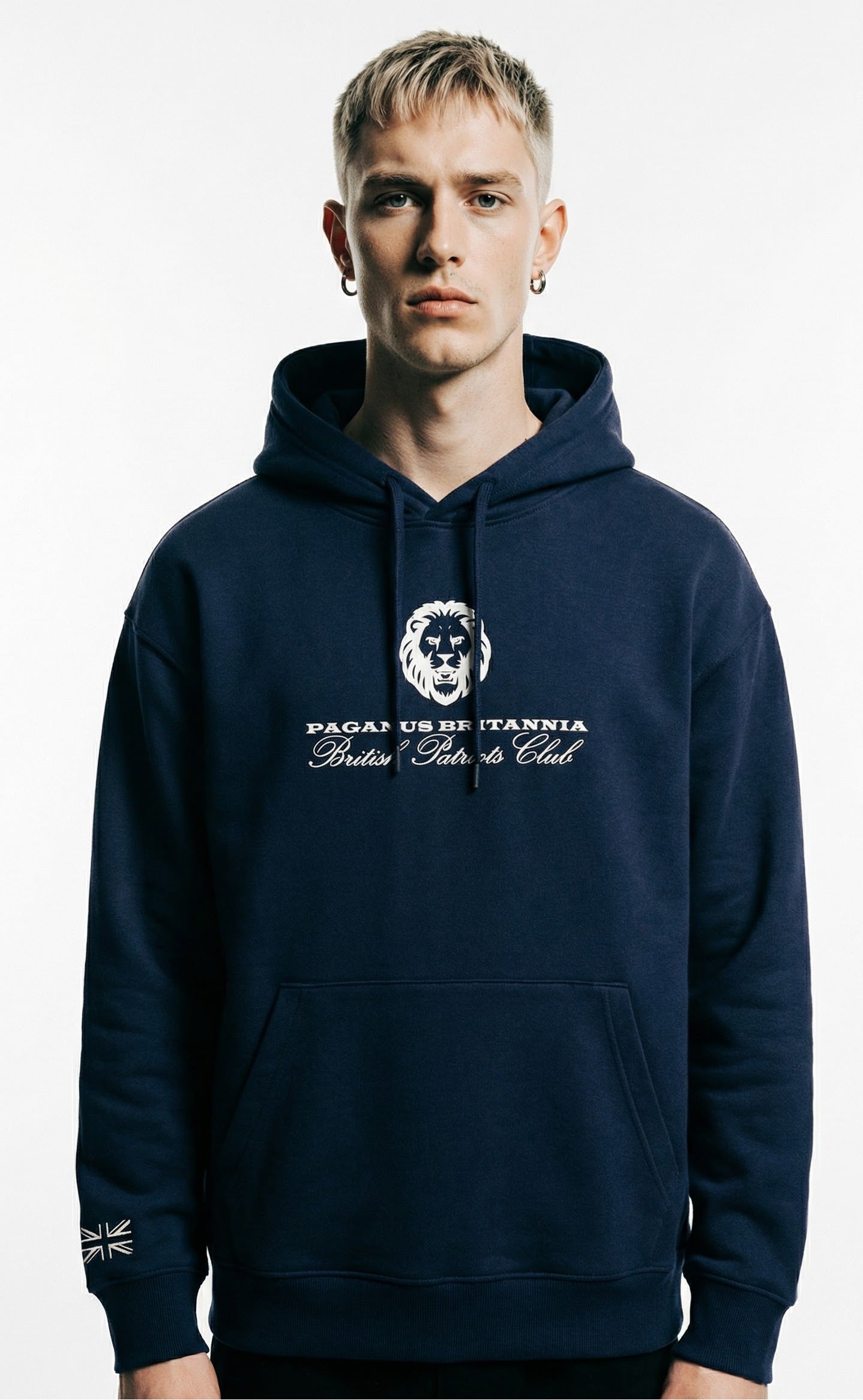 British Patriots Club ultra heavy navy blue hoodie 520 gsm Paganus Britannia