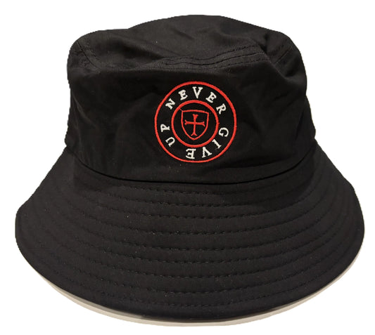 Organic cotton black bucket hat, Never Give Up collection