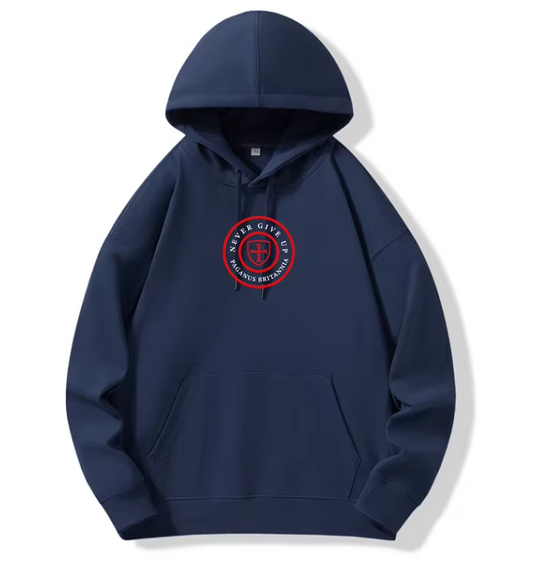 Never Give Up collection. Navy Blue heavy 400gsm cotton hoodie