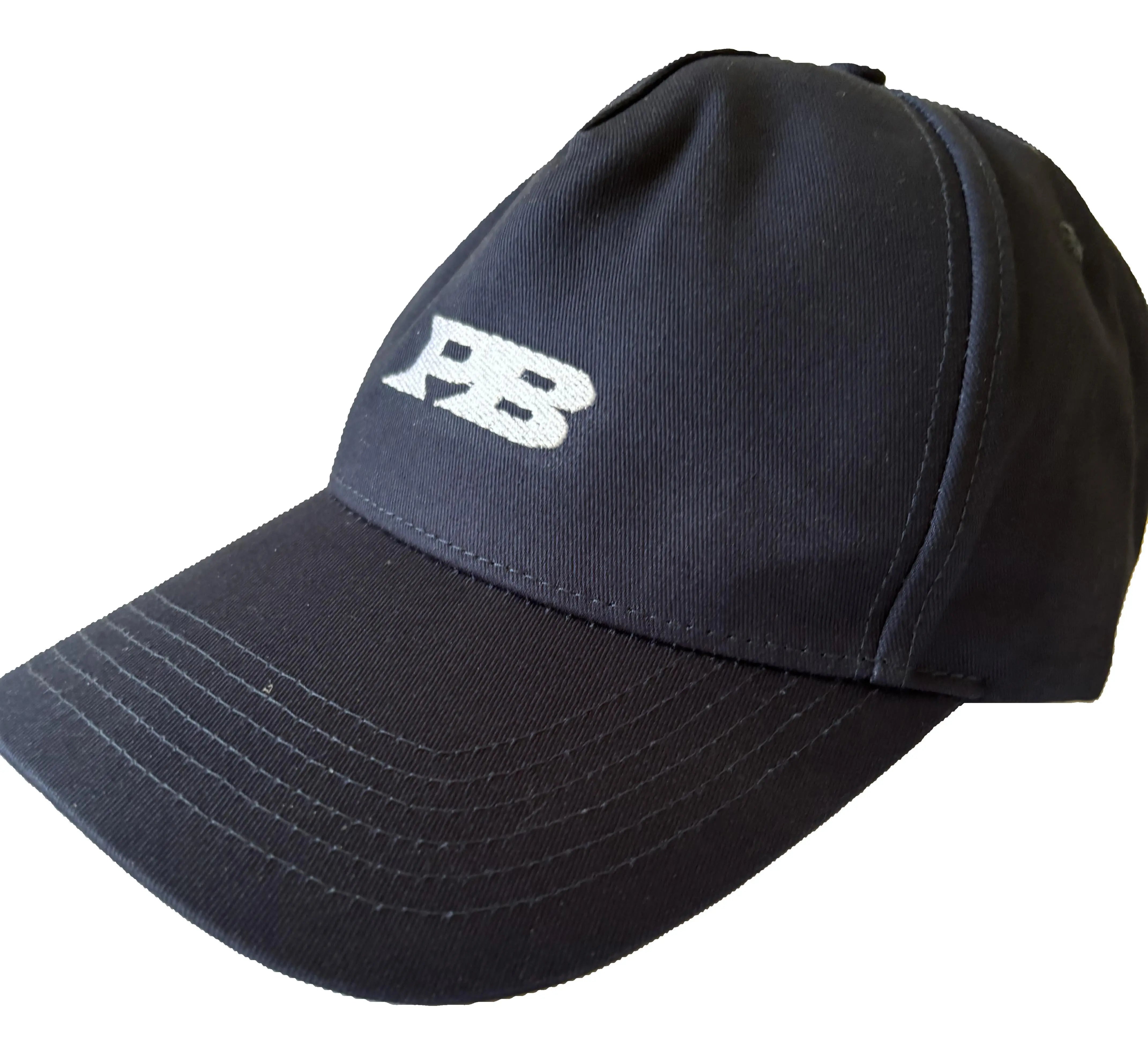 Navy blue baseball cap with a red English rose embroidery