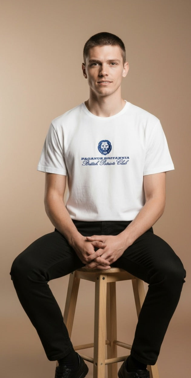 British Patriots Club. Ultimate luxury ring spun 300gsm organic cotton t-shirt. Paganus Britannia