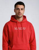 Red cotton hoodie. Ultra Heavy 520gsm. "Toasty as f**k!" Paganus Britannia