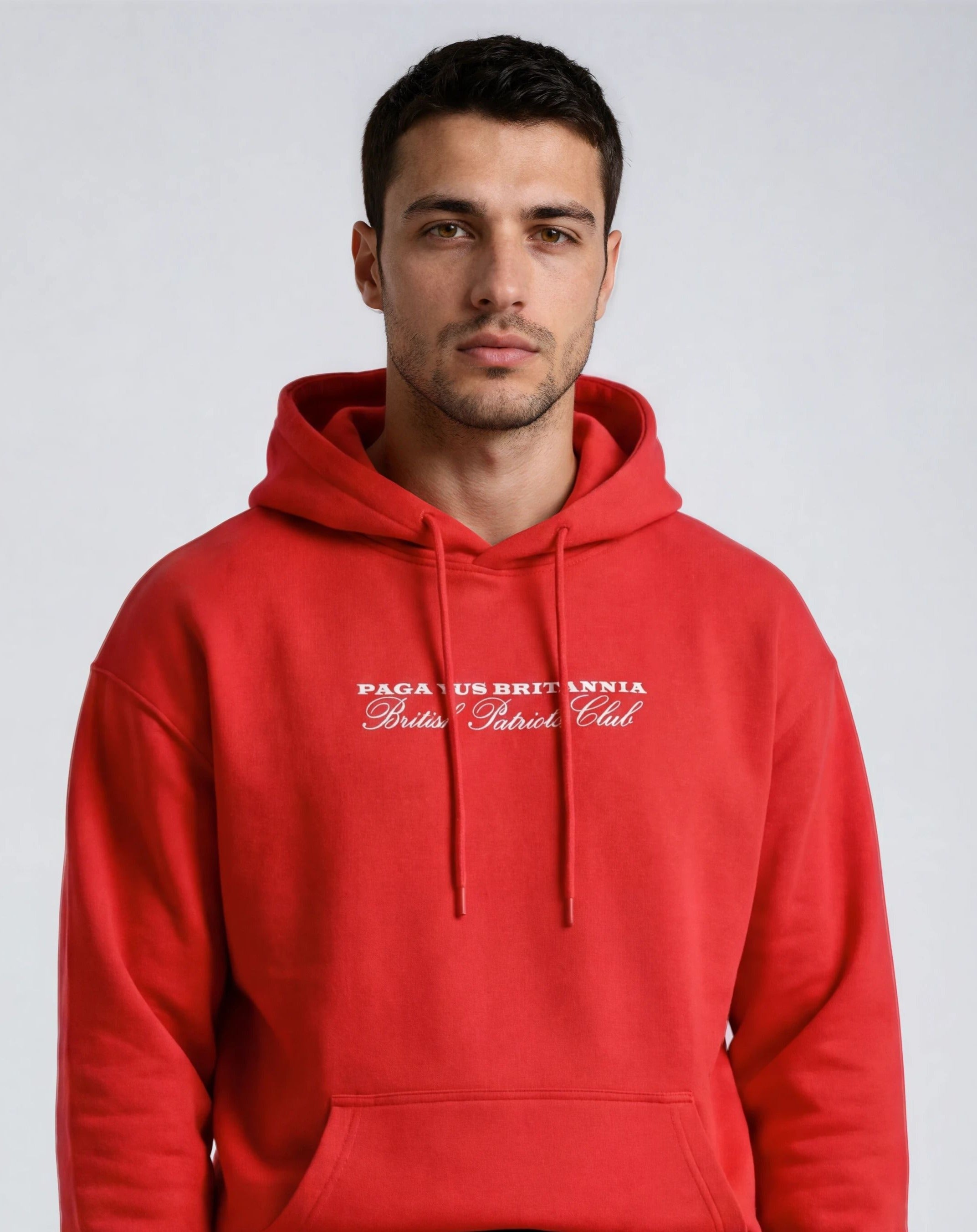 Red cotton hoodie. Ultra Heavy 520gsm. "Toasty as f**k!" Paganus Britannia