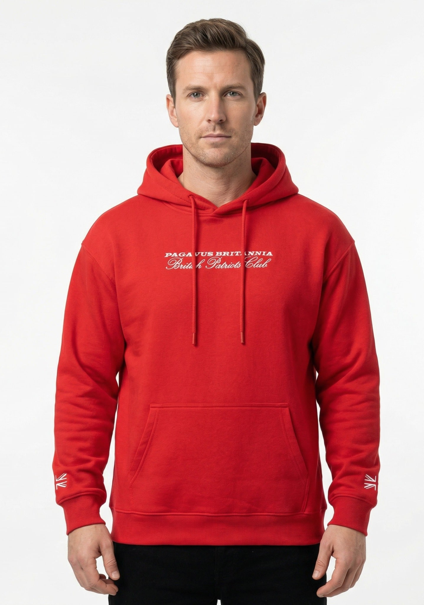 520gsm Ultra Heavy Red cotton hoodie. "Toasty as f**k!" Paganus Britannia