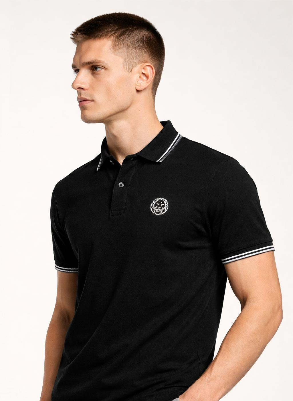 Black Polo Shirt, 100% Highest Quality thick pique cotton. Paganus Britannia