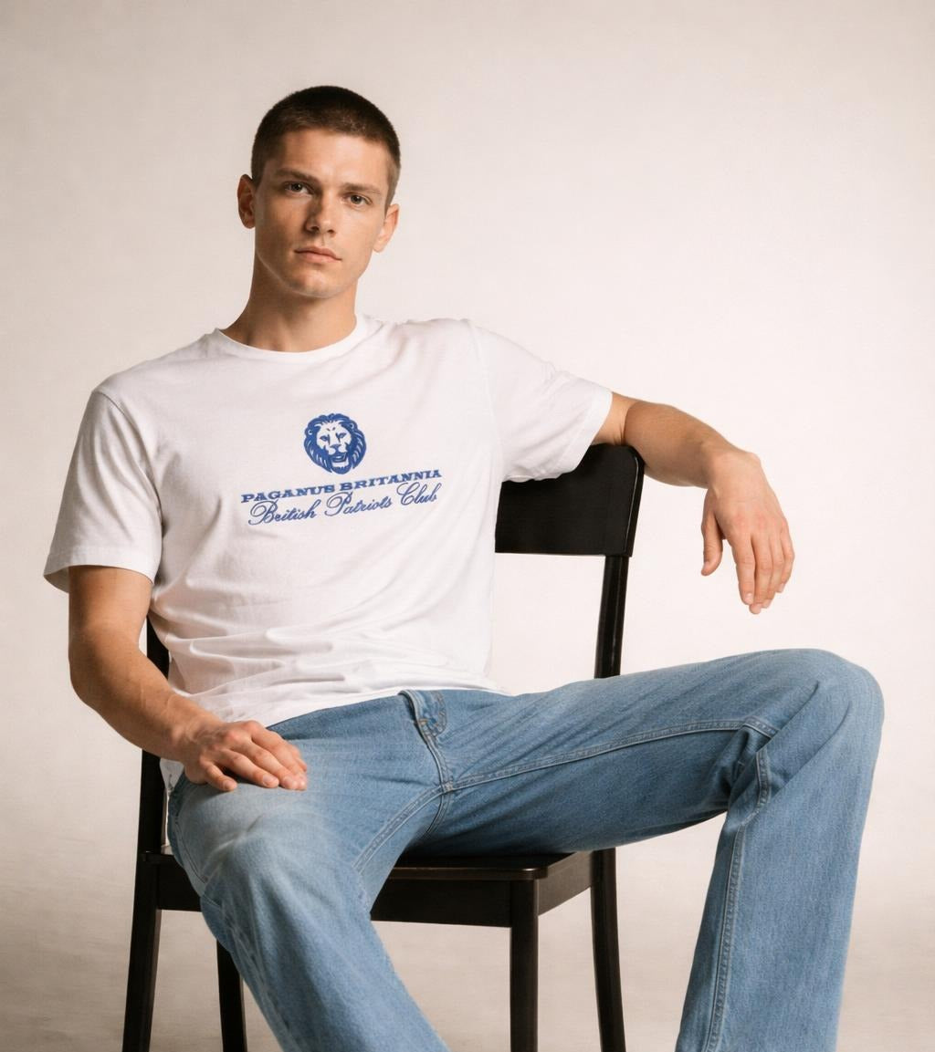 British Patriots Club. Ultimate luxury ring spun 300gsm organic cotton t-shirt. Paganus Britannia