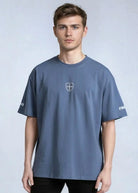 Paganus blue heavy cotton t-shirt with white patriot logo