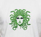 Medusa t-shirt. Gorgeous green and black embroidery design. Paganus Britannia