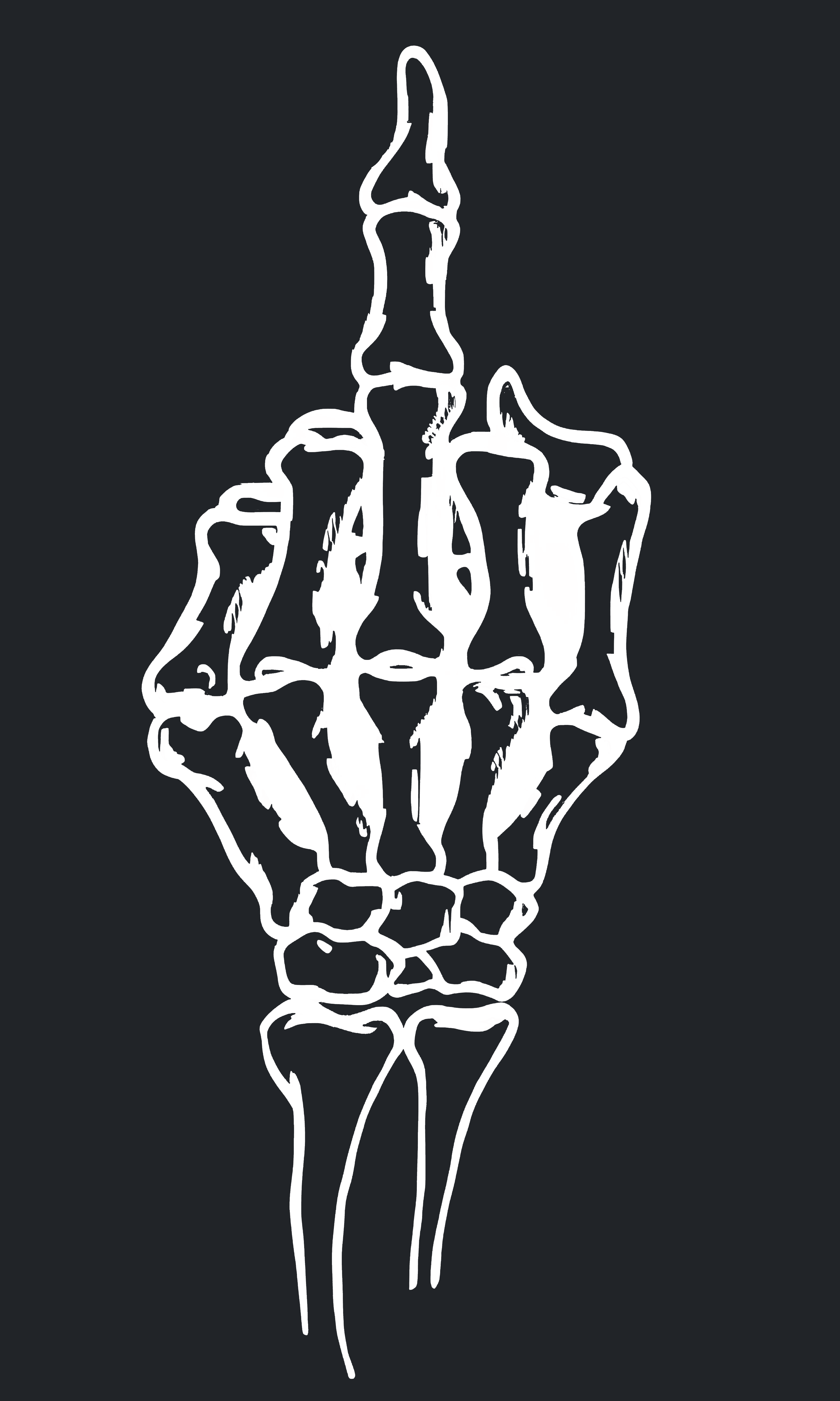 Man wearing a Paganus Britannia black t-shirt with a fuck you middle finger design in white silk  embroidery