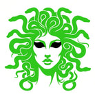 Medusa t-shirt. Gorgeous green and black embroidery design. Paganus Britannia