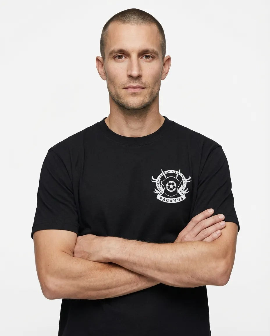 Black t-shirt luxury 280gsm organic combed cotton. B,B,D&F Collection. Paganus Britannia