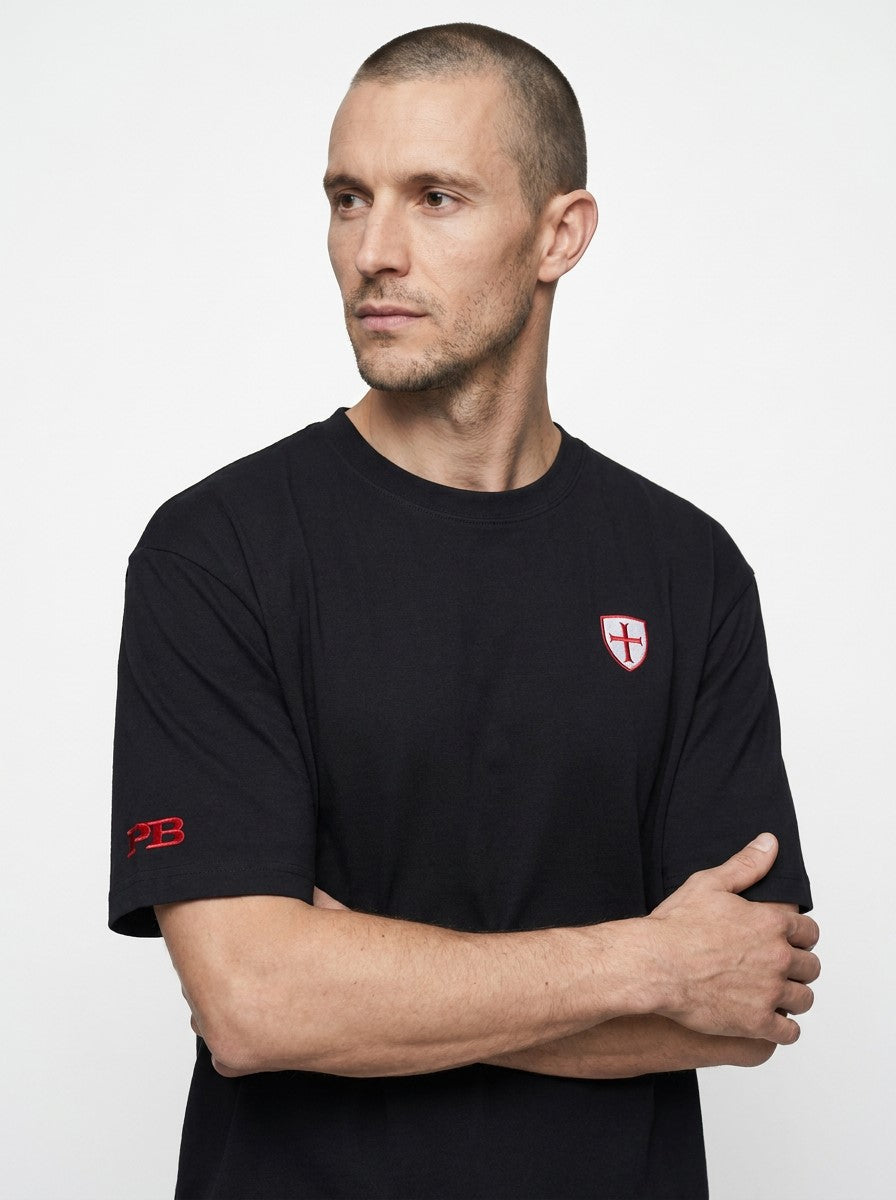 Charity Shield t-shirt, £5 from every sale added to our Key Charities fund.  Black t-shirt 280gsm luxury cotton Paganus Britannia