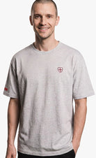 Charity Shield t-shirt, £5 from every sale added to our Key Charities fund.  Heather grey Shield t-shirt 280gsm luxury cotton Paganus Britannia