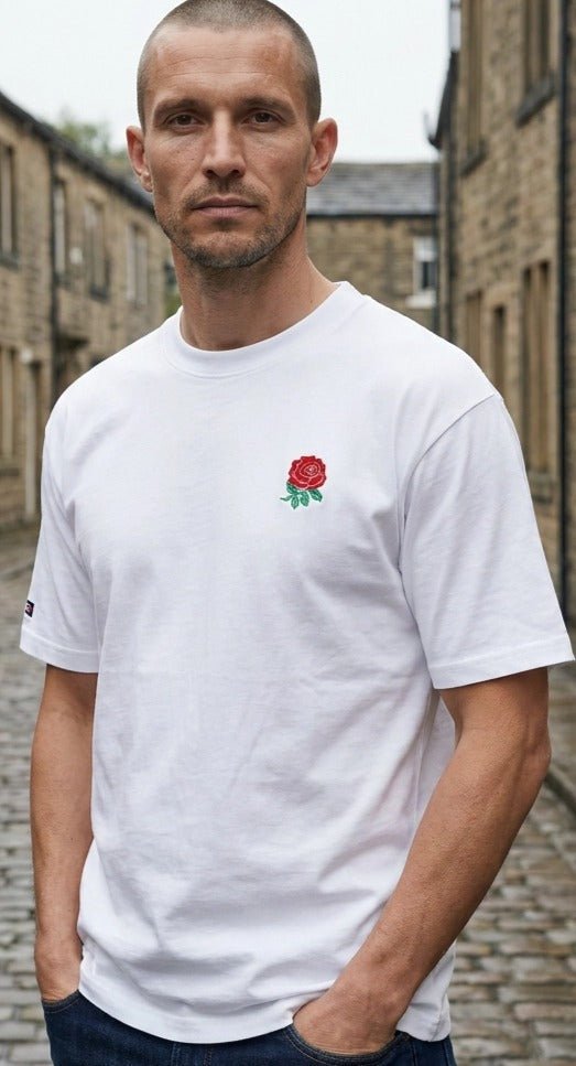 English rose t-shirt. 280gsm organic combed cotton. Paganus Britannia