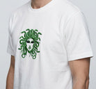 Medusa t-shirt. Gorgeous green and black embroidery design. Paganus Britannia