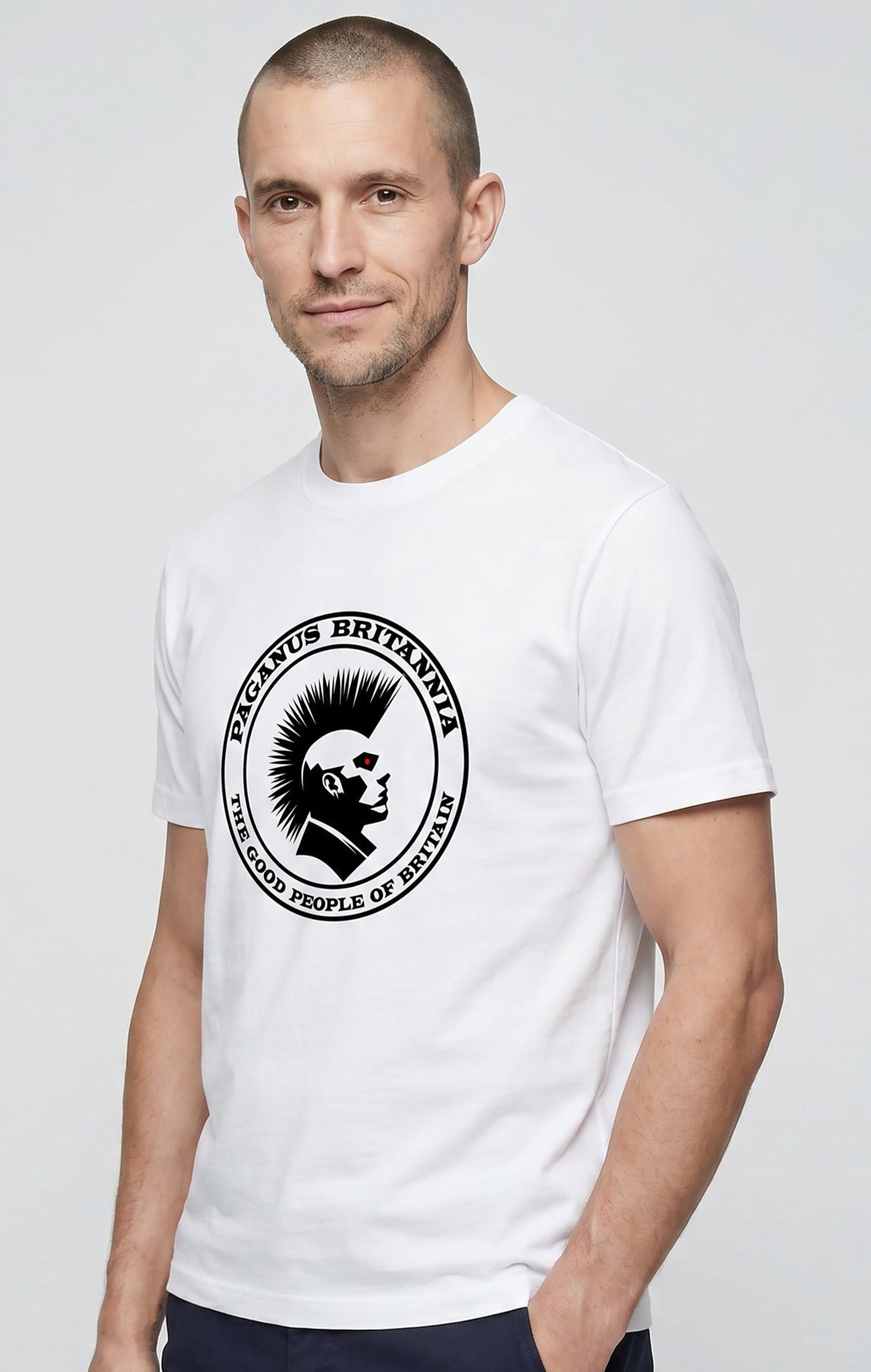 Demon Mohican white 280 gsm t-shirt Paganus Britannia