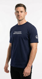 Blue t-shirt. PAGANUS BRITANNIA. Ultra heavy 320GSM organic cotton. Paganus Britannia