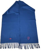 Cashmere wool blend blue scarf with patriot logos 