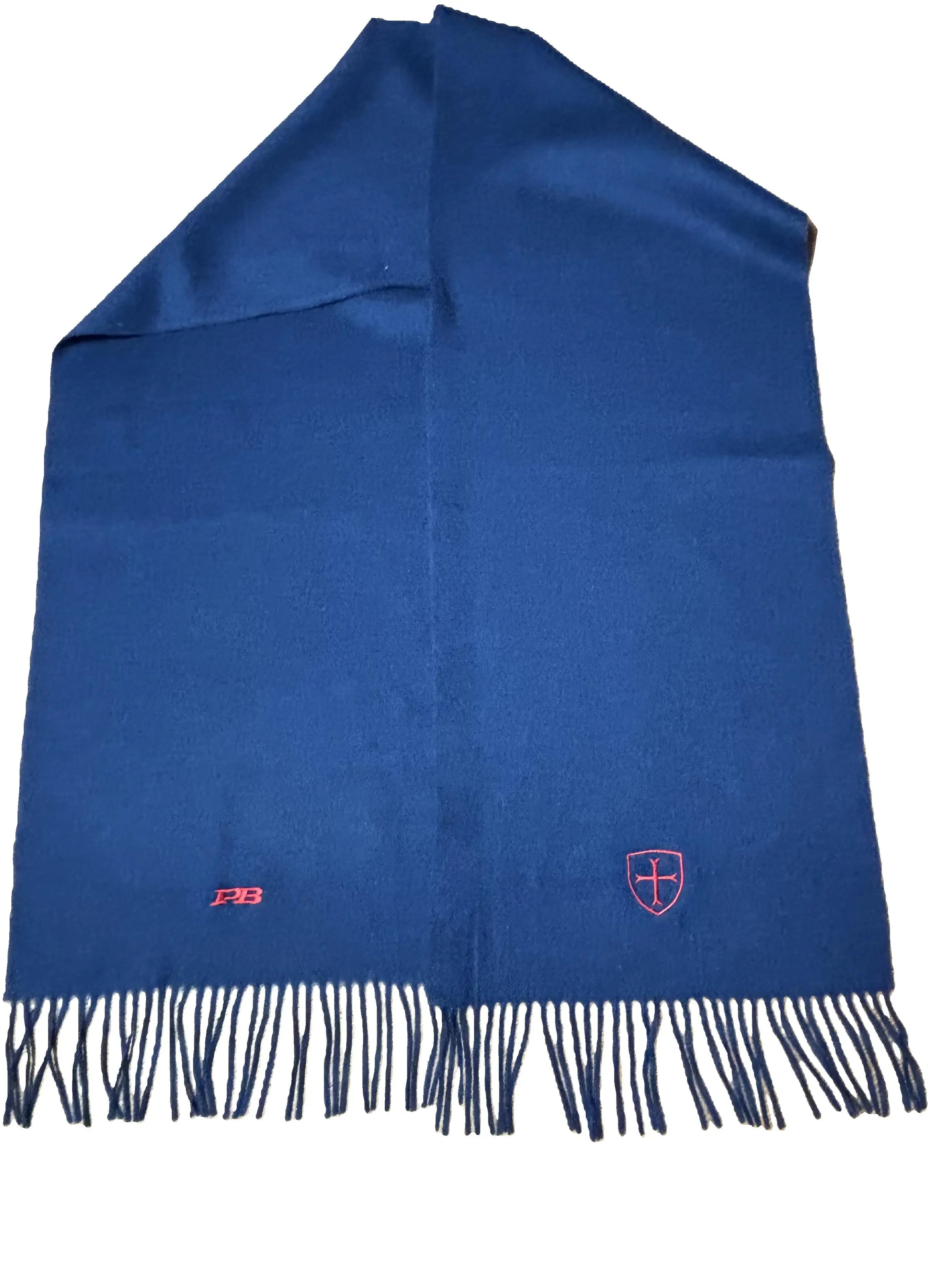 Cashmere wool blend blue scarf with patriot logos 