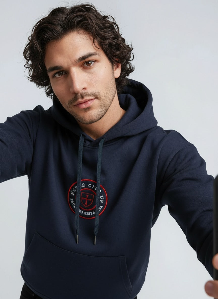 Blue heavy 360gsm cotton hoodie. Paganus Britannia