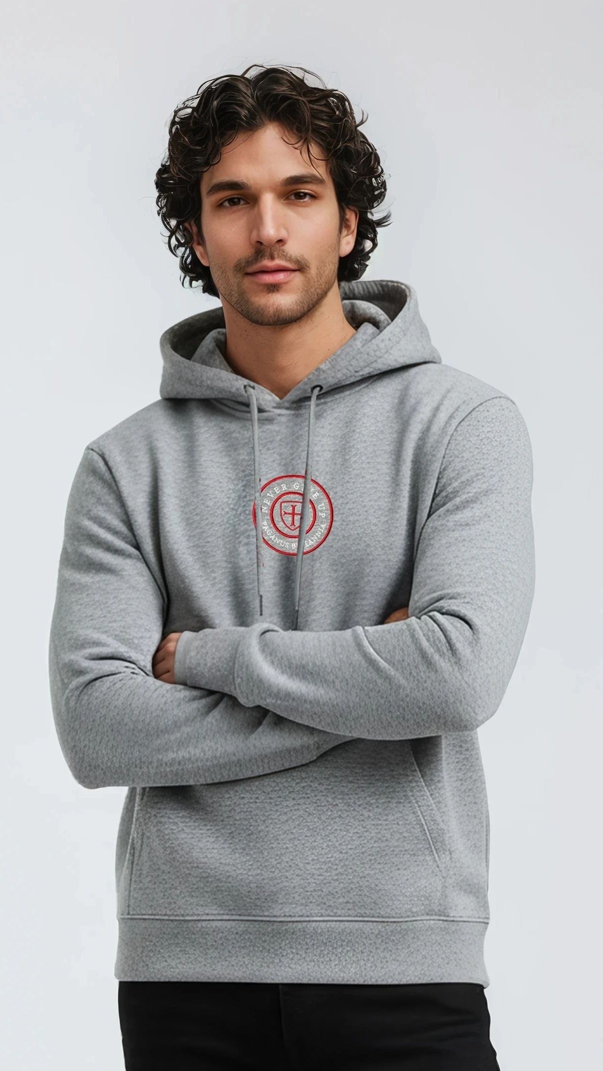 Grey heavy 360 gsm cotton hoodie. Paganus Britannia