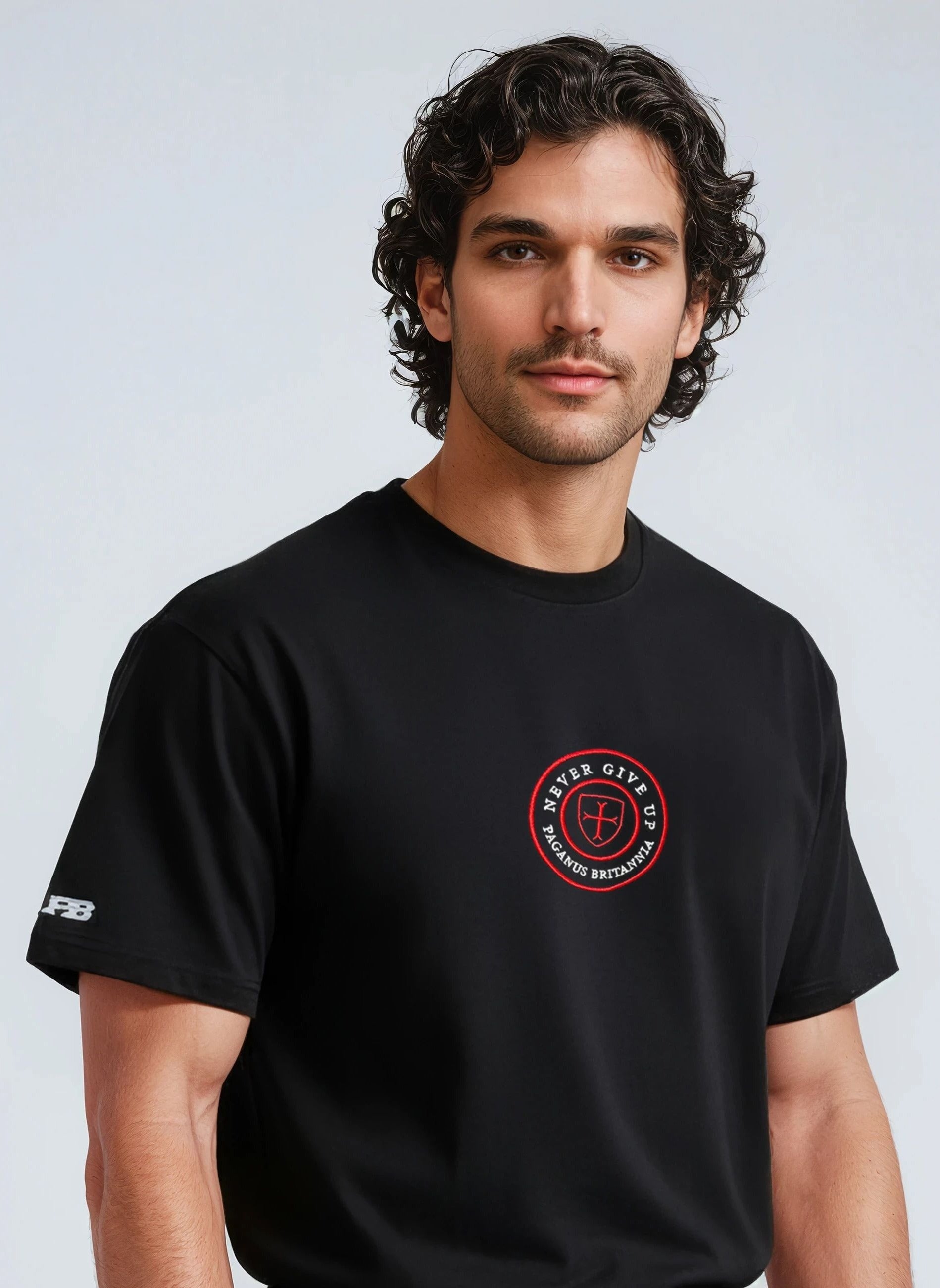 Black t-shirt ultra heavy 280gsm organic combed cotton. Paganus Britannia