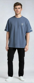 Paganus blue heavy cotton t-shirt with white patriot logo