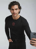 Man wearing a black Paganus Britannia long-sleeve t-shirt 